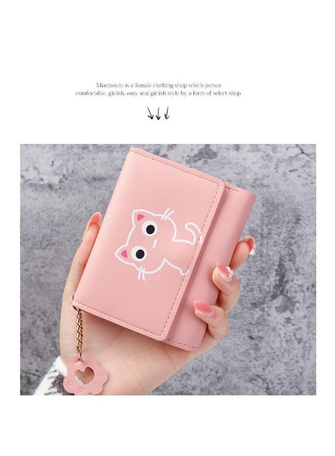 محفظة ثلاثية الطيات من الكرتون للنساء - محفظة جلدية قصيرة لطيفة مع فتحات متعددة البطاقات ، محفظة صغيرة قابلة للطي للفتيات والمراهقين - Image 4