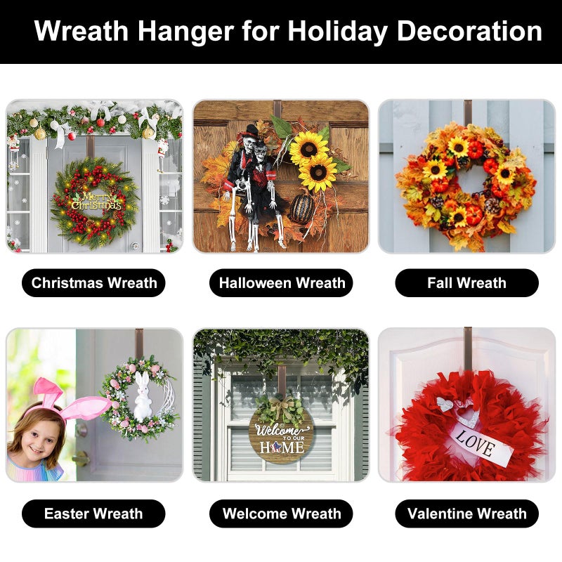 HEYHOUSE Wreath Hanger,Adjustable Length 14.9-25 Inch Metal Door Hanger,Wreath Hanger for Front Door 20 lbs Larger Christmas Wreaths Decorations Hook - Image 4