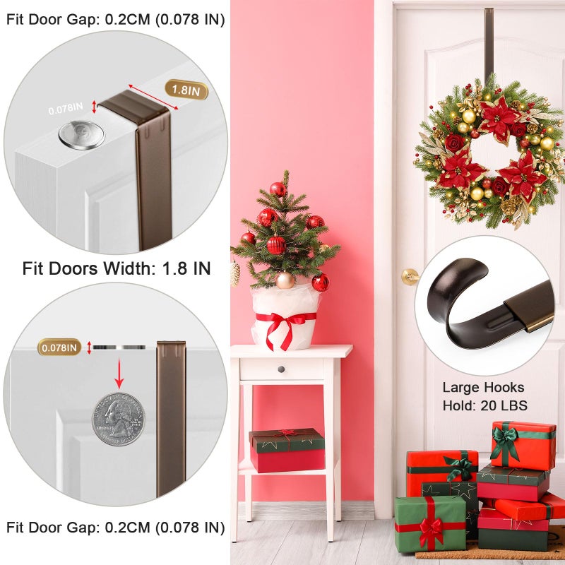 HEYHOUSE Wreath Hanger,Adjustable Length 14.9-25 Inch Metal Door Hanger,Wreath Hanger for Front Door 20 lbs Larger Christmas Wreaths Decorations Hook - Image 5