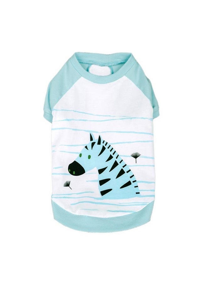 Blueberry Pet Henry The Zebra Cotton Dog T Shirt in Aquamarine, Back Length 12", Pack of 1 Clothes for Dogs - pzsku/Z25C54E12B14FD80FD3EAZ/45/_/1737031375/354735ff-ec14-4487-a8ae-ebf8aab44773