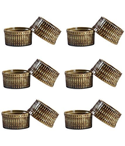 Caffeine Ceramic Handmade Brown Studio Ramekins Bowl Set of 12 - Image 1