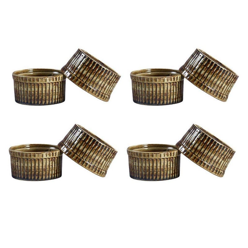 Caffeine Ceramic Handmade Brown Studio Ramekins Bowl Set of 12 - Image 3