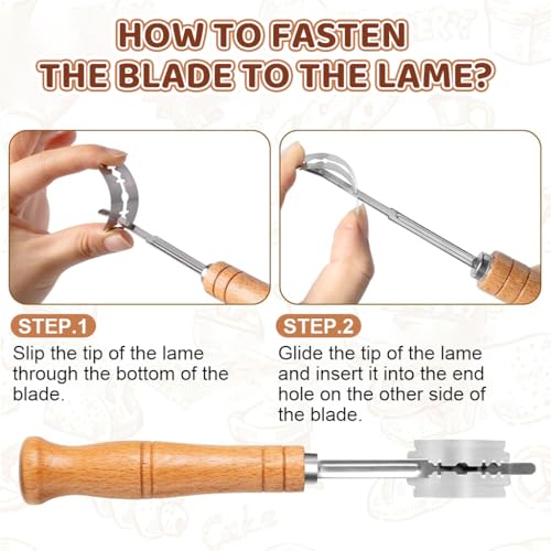 Supvox® Bread Lame with 5 Pieces Replaceable Blades, Stainless Steel Bread Knife with Wooden Handle, Professional Baking Kitchen Bread Lame for Bread Baking, Sourdough, Country Bread - Image 5