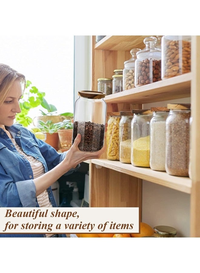 GGEROU Airtight Glass Storage Jar with Acacia Wood Air-tight Lid,3 Pack Borosilicate Glass Kitchen Canisters,1250ml+2000ml+3000ml - Image 4