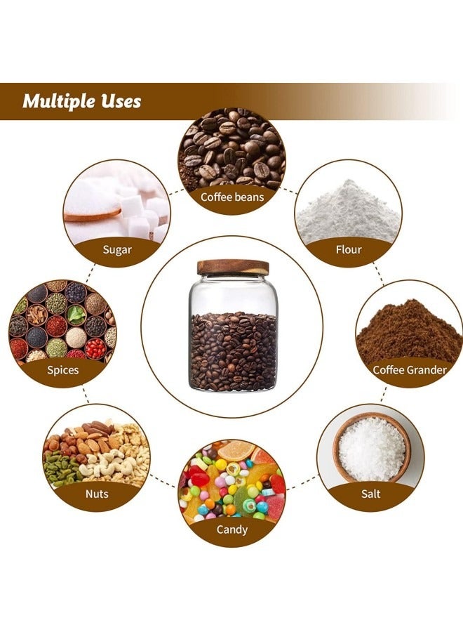 GGEROU Airtight Glass Storage Jar with Acacia Wood Air-tight Lid,3 Pack Borosilicate Glass Kitchen Canisters,1250ml+2000ml+3000ml - Image 3