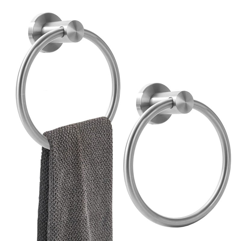 Orlif Towel Ring Brushed Nickel for BathroomSUS 304 Heavy Duty Stainless Steel Hand Towel Holder Round Bath Towel Holder Hangers with Wall Mount Hardware2 PackDrill Needed