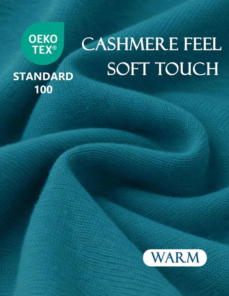 PULI Women's Elegant Shawl Wraps Soft Open Front Poncho Sweater for Spring Fall Winter dark Cyan - Image 4