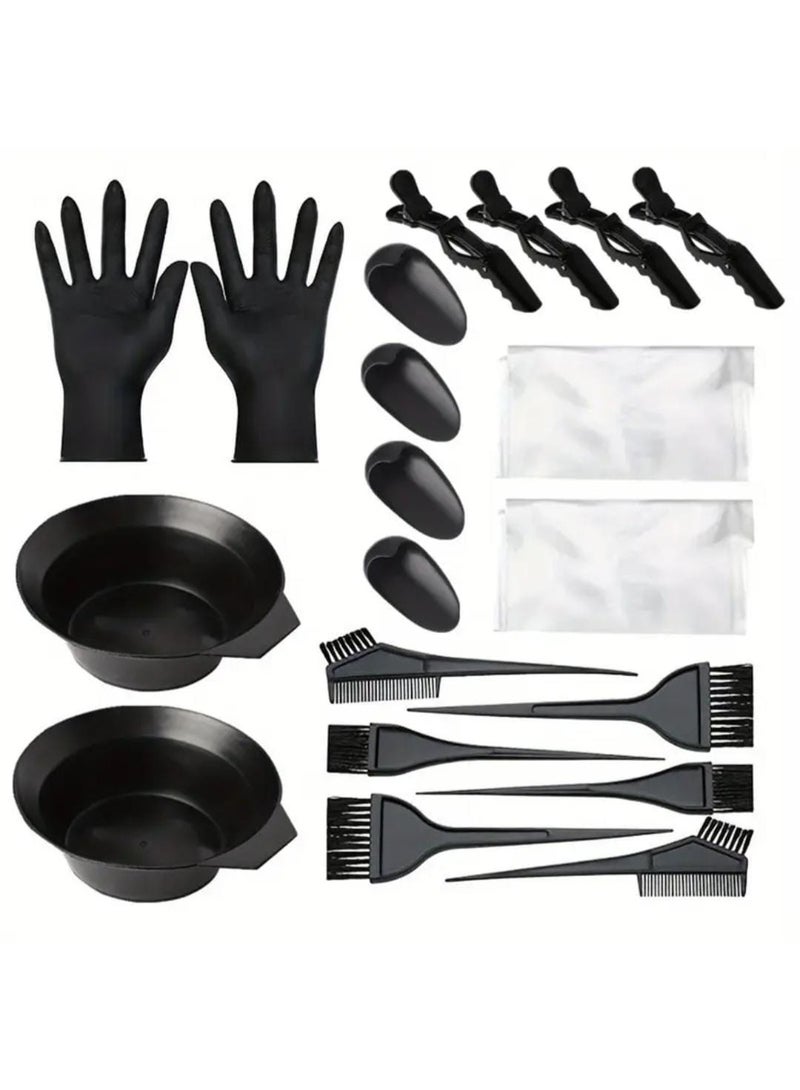 BOLREUS 20PCS Professional Hair Dye Kit – Salon-Quality Hair Coloring Tools with Black Bowl & Comb Set – Ideal for Barbershop & DIY Home Use - Image 1
