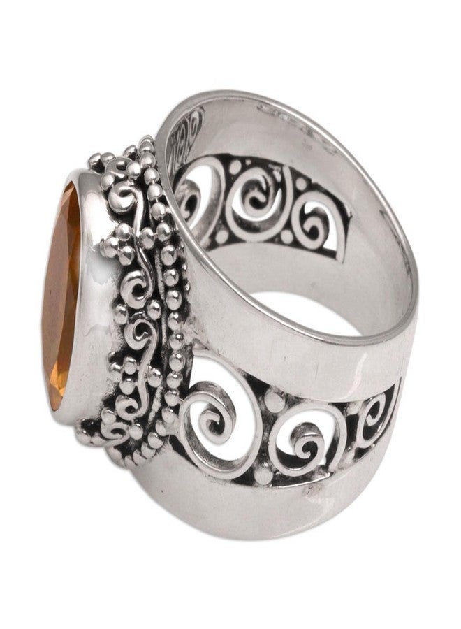 نوفيكا خاتم نوفيكا المصنوع يدويًا من الفضة الإسترليني عيار 925 مرصع بحجر سيترين واحد من بالي، إندونيسيا، حجر كريم، حجر الميلاد "الكروم المجيدة". - Image 5