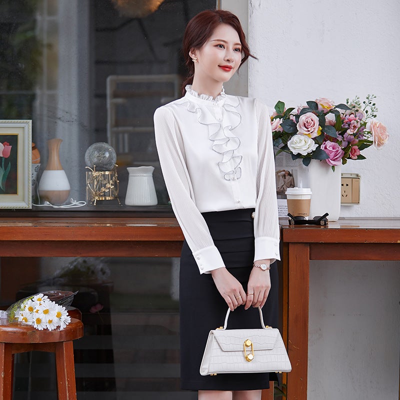 Autumn and Winter Solid Color White Commuter Slim-fit OL All-match Womens Split Short Skirt One-step Skirt Hip Skirt black pants - Image 4