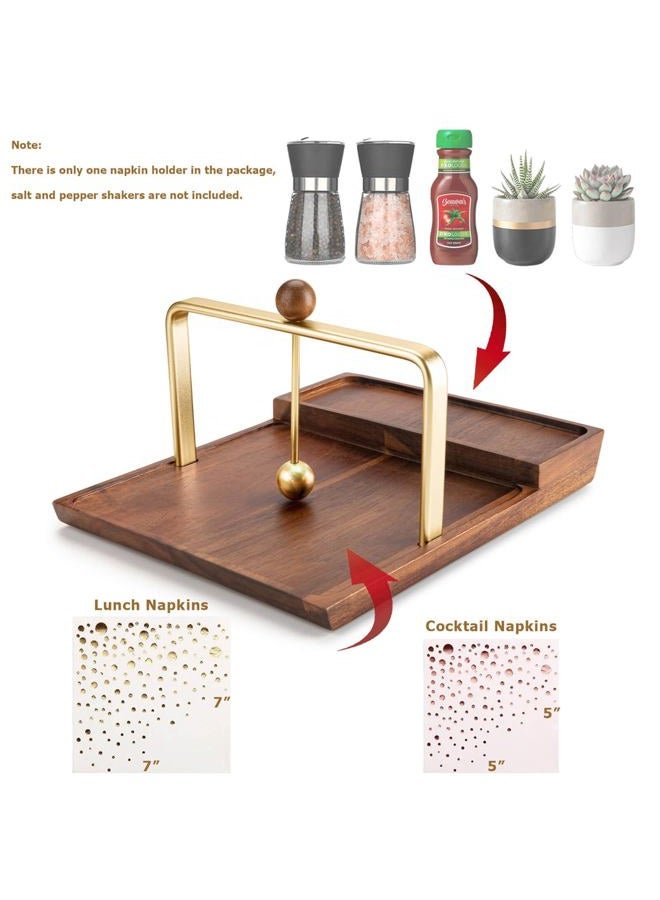 ALLCENER Wooden Napkin Holder with Salt and Pepper Shaker Holder, Two-in-one storage for napkins and seasoning bottles, Malfunction Salt Pepper Storage Holder and Napkin Caddy for Kitchen, Restaurant - Image 2