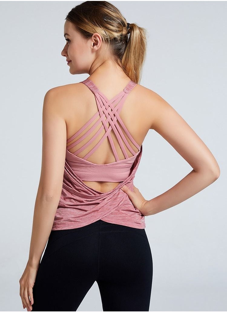 Loquat - Exercise Running Yoga Fitness sleeveless Top  Pink - Image 1