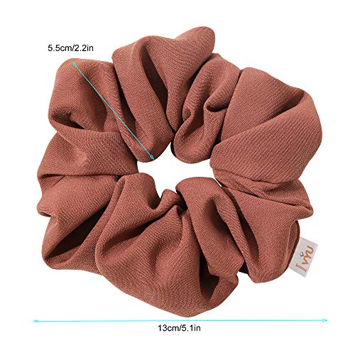 Ivyu Scrunchies Hair Ties, Big Large Scrunchie for Girls Women, Cute Hairties Jumbo Scrunchy For Thick Curl Hair No Crease Hair Accessories Soft Ropes Ponytail Holder, 4 Count, Black, Brown, Beige - Image 4