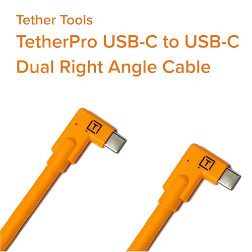 TETHER TOOLS كابل TetherPro USB-C إلى USB-C، 5Gbps الجيل 1، زاوية يمين إلى زاوية يمين، 15' (4.6م)، برتقالي عالي الوضوح - Image 2