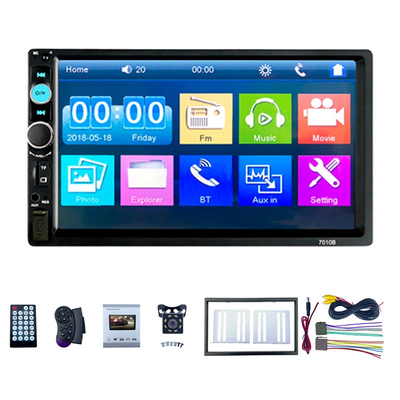 مشغل سيارة MP5 بحجم 7 بوصة Carplay Android Auto ستيريو دبل دين مستقبل راديو FM اتصال بلوتوث بدون يد يدعم بطاقة TF/USB/AUX-IN ربط مرآة الهواء صورة الانعكاس تحكم عجلة التوجيه - Image 1