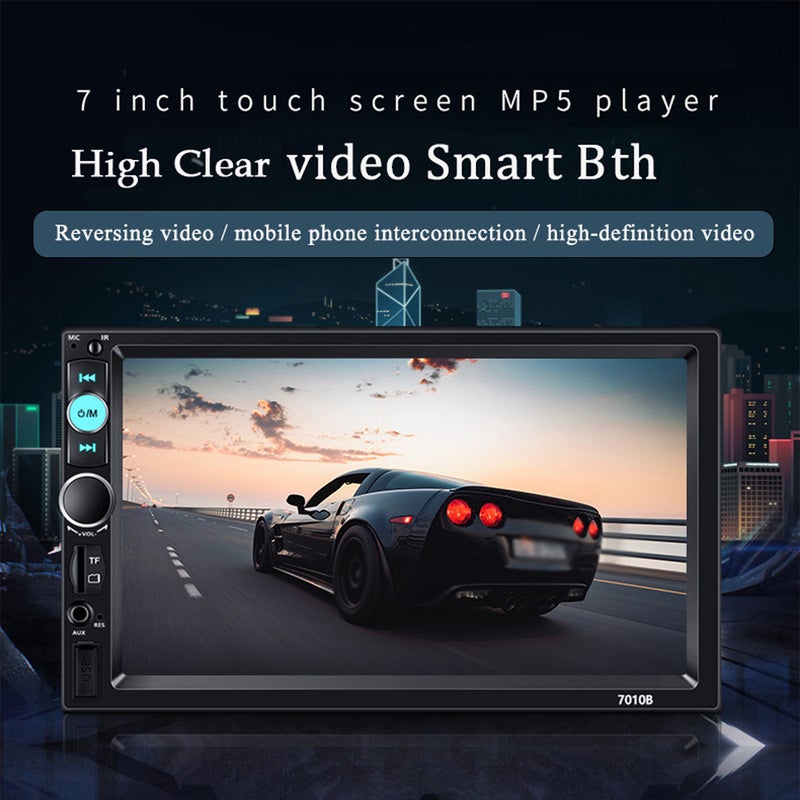 مشغل سيارة MP5 بحجم 7 بوصة Carplay Android Auto ستيريو دبل دين مستقبل راديو FM اتصال بلوتوث بدون يد يدعم بطاقة TF/USB/AUX-IN ربط مرآة الهواء صورة الانعكاس تحكم عجلة التوجيه - Image 4