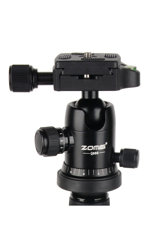 زومي Q-666 حامل ثلاثي احترافي، حامل كاميرا، حامل ثلاثي خفيف وقابل للطي من الألمنيوم للسفر مع رأس كروي 360 درجة لمقاطع الفيديو Nikon Canon Sony وكاميرات DSLR وجميع الكاميرات الرقمية والمناظير وتلسكوبات الليزر. - Image 2