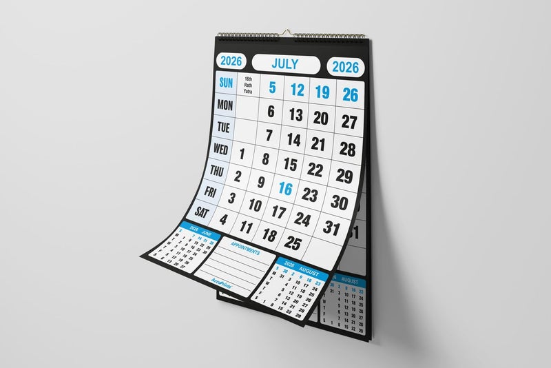 AccuPrints® Wall Calendar 2026 Planner-Size (14 x 20) inch For Office Home Table New Year Hanging Kids (35.5 x 50) cm- (14 x 20 Blue) - Image 3