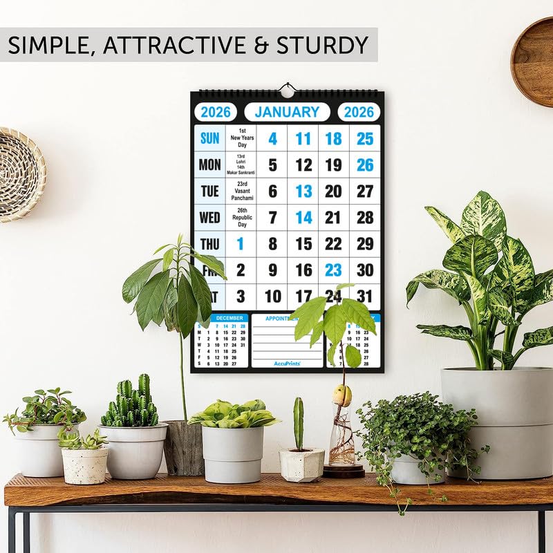 AccuPrints® Wall Calendar 2026 Planner-Size (14 x 20) inch For Office Home Table New Year Hanging Kids (35.5 x 50) cm- (14 x 20 Blue) - Image 4