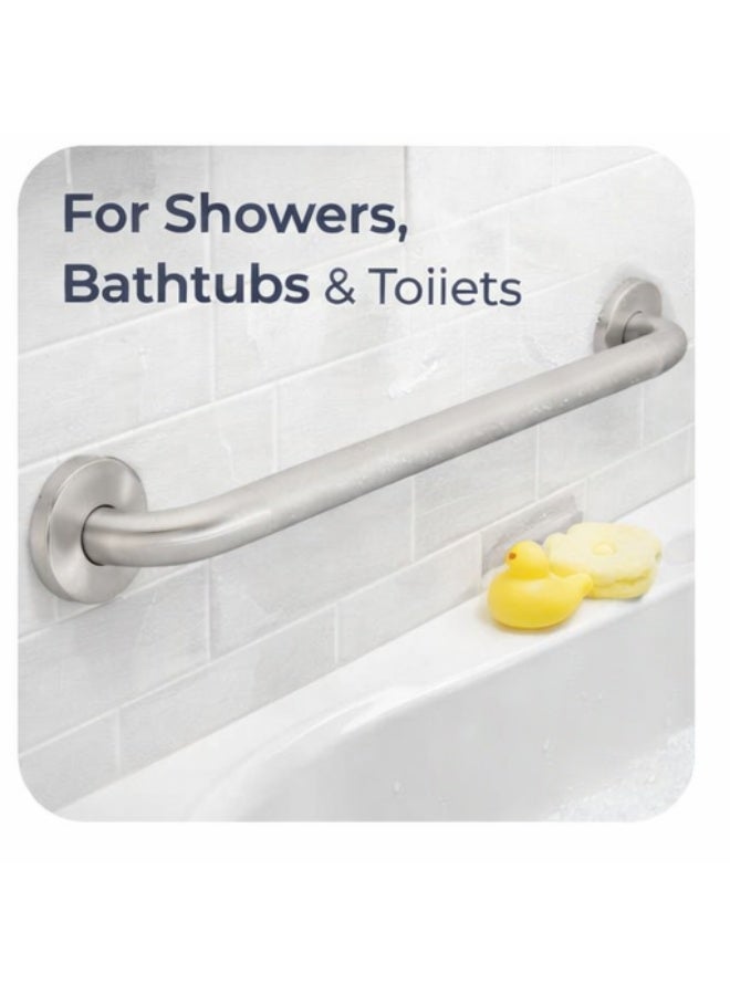 رونا مقبض أمان RONA 46 سم فضي مطفي للحمام مانع للانزلاق مقاوم للصدأ دعم للدش - Image 5