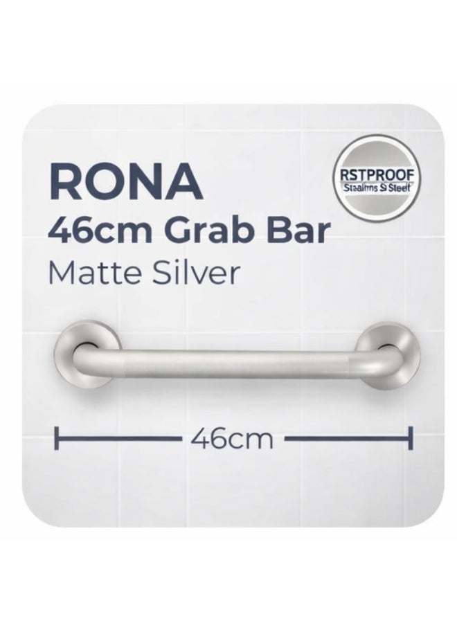 رونا مقبض أمان RONA 46 سم فضي مطفي للحمام مانع للانزلاق مقاوم للصدأ دعم للدش - Image 4
