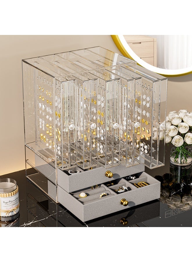 cmegke Large-capacity Multifunction Jewelry Organizer Necklace Holder, Jewelry Hanging Rack Storage with 2-layer Velvet Ring Bracelet Tray, Necklace Holder Organizer Bracelet Display Storage Rack for Sfor Earrings, Bracelets, Necklaces, and Other Jewelry Women's and Girls - Image 1