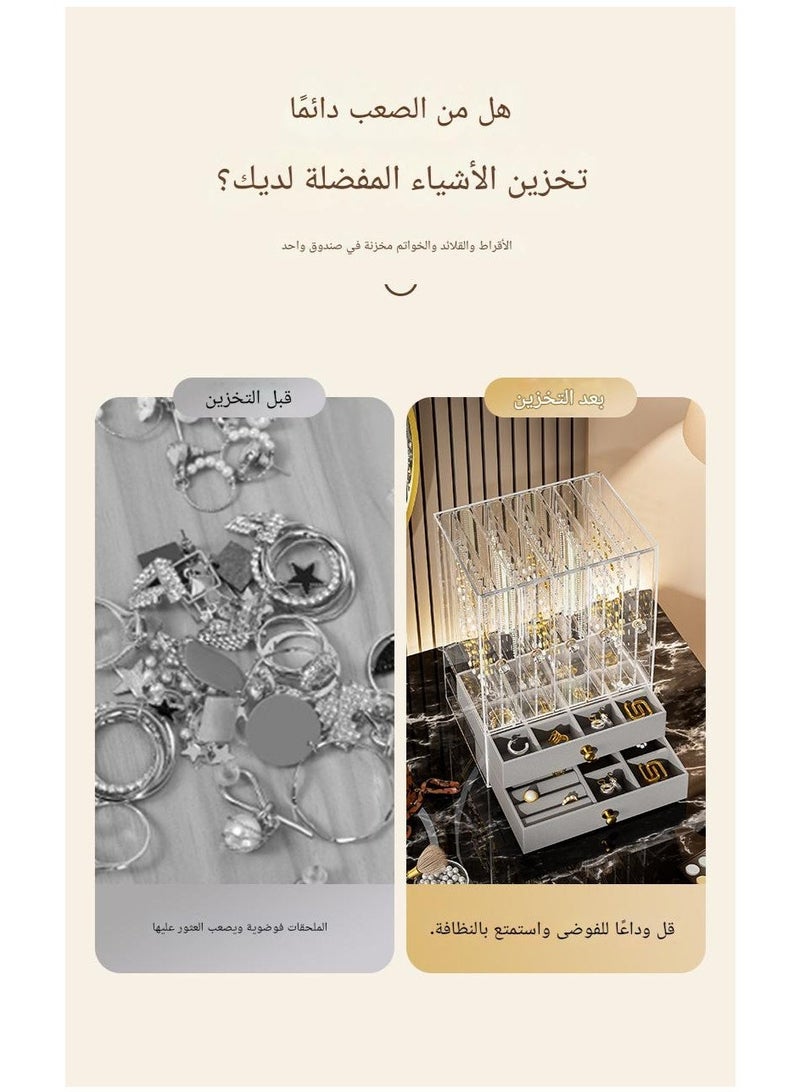 cmegke Large-capacity Multifunction Jewelry Organizer Necklace Holder, Jewelry Hanging Rack Storage with 2-layer Velvet Ring Bracelet Tray, Necklace Holder Organizer Bracelet Display Storage Rack for Sfor Earrings, Bracelets, Necklaces, and Other Jewelry Women's and Girls - Image 2