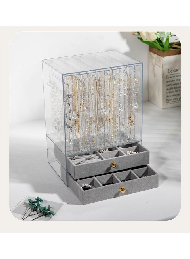 cmegke Large-capacity Multifunction Jewelry Organizer Necklace Holder, Jewelry Hanging Rack Storage with 2-layer Velvet Ring Bracelet Tray, Necklace Holder Organizer Bracelet Display Storage Rack for Sfor Earrings, Bracelets, Necklaces, and Other Jewelry Women's and Girls - Image 3