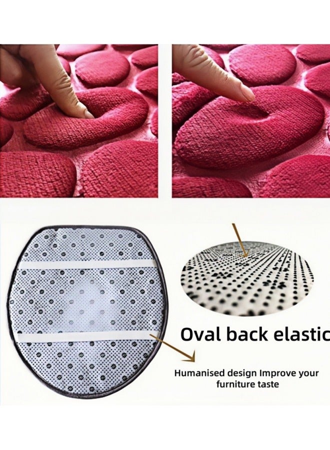Aikenn 3 Piece Bathroom Rugs Sets, U-shaped Cobblestone Memory Foam Bathroom Mats Carpet, Non Slip Water Absorbent Bath Mats for Bathroom,Washable Extra Thick Bath Rugs for Tub or Toilet Floor  - Image 4