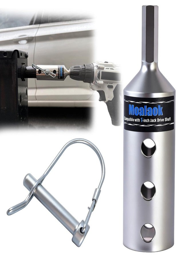 Moalaok Heavy Duty Trailer Jack Drill Adapter, Fits for 1 Inch Jack Drive Shaft Top Wind Trailer Jacks， Integrated with Chuck Adapter Socket Adapter Bit Attachment for Most of Cordless Drill - Image 1