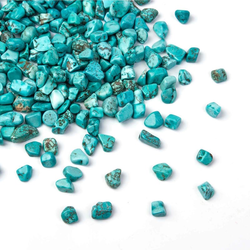 Arswin 1LB Turquoise Small Tumbled Chips Crushed Stone Bulk Crystal Healing Reiki for Outdoor Indoor Jewelry Making Home Decoration,Fish Tank,Vase Fillers,Succulent Pot Decor,0.3-0.4" - Image 2