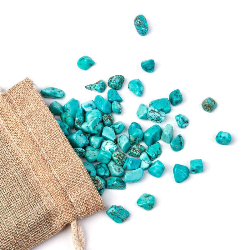 Arswin 1LB Turquoise Small Tumbled Chips Crushed Stone Bulk Crystal Healing Reiki for Outdoor Indoor Jewelry Making Home Decoration,Fish Tank,Vase Fillers,Succulent Pot Decor,0.3-0.4" - Image 3