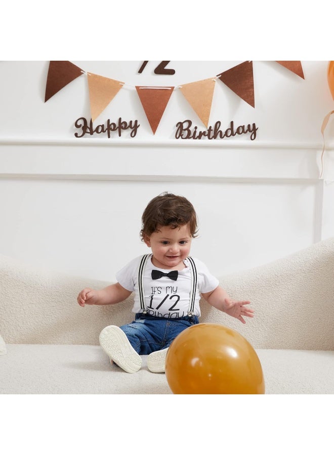 Pinleck Pinleck Toddler Baby Boy Clothes Set Bowtie Romper Suspenders Ripped Denim Pants Outfits  - Image 2