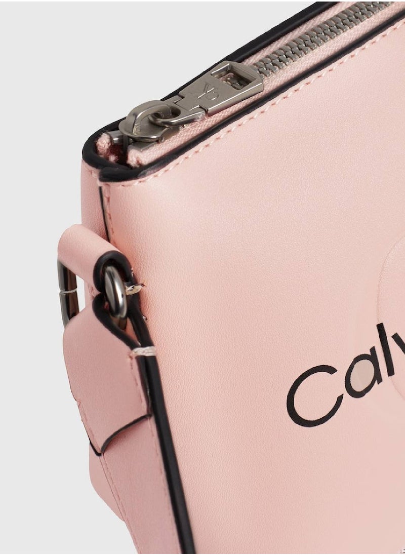 Calvin Klein Jeans - Women's Crossbody Bag -  smooth faux leather, Pink - Image 1