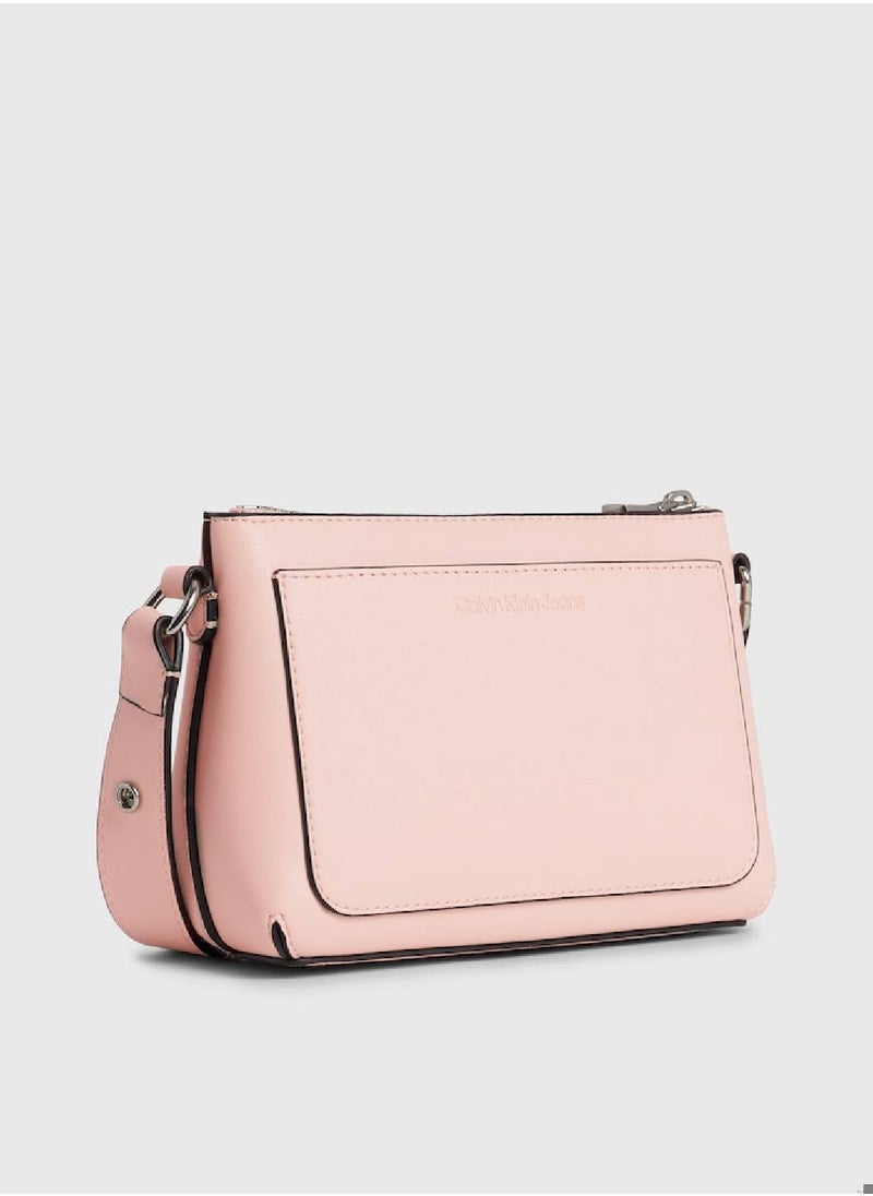 Calvin Klein Jeans - Women's Crossbody Bag -  smooth faux leather, Pink - Image 1