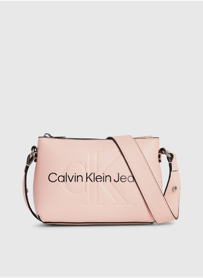 Calvin Klein Jeans - Women's Crossbody Bag -  smooth faux leather, Pink - Image 1