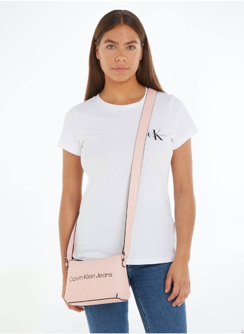 Calvin Klein Jeans - Women's Crossbody Bag -  smooth faux leather, Pink - Image 1