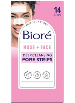 Nose+Face Blackhead Remover Strips, Deep Cleansing Strips for Nose, Chin, or Forehead, Instant Blackhead Removal and Pore Unclogging, Oil-free, Non-Comedogenic Use, 14 Count