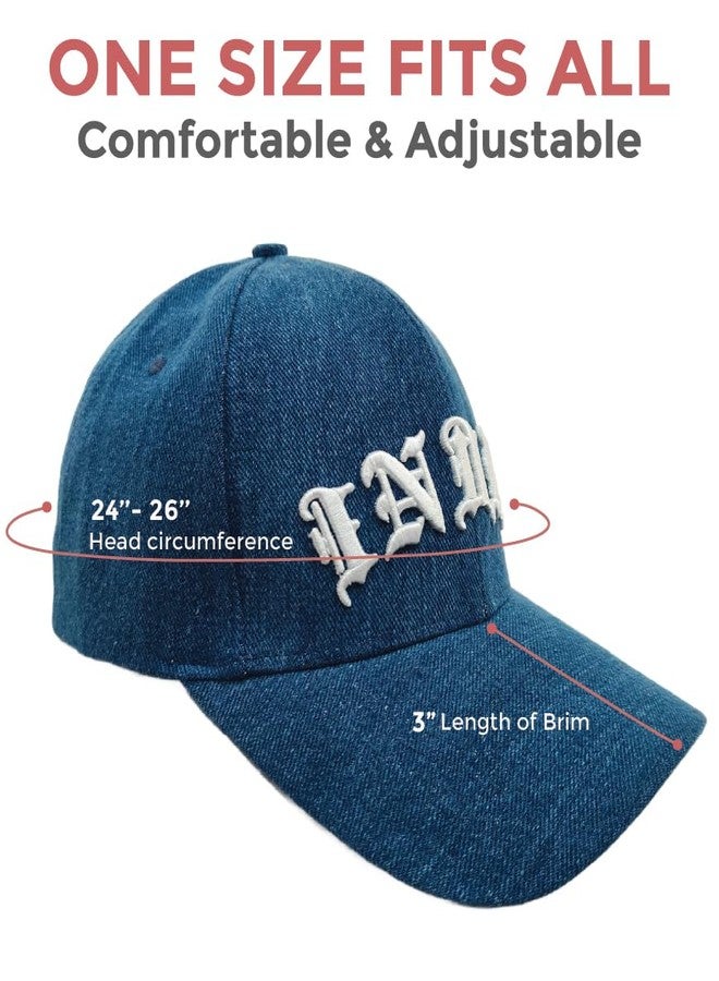 MaatirDesigns Blue Denim Premium Baseball Cap with White 3D India Embroidery | Unisex Adjustable Casual Cap for Men & Women | Stylish Pre-Curved Brim Cap | Durable Denim | Fashion Gift - Image 3