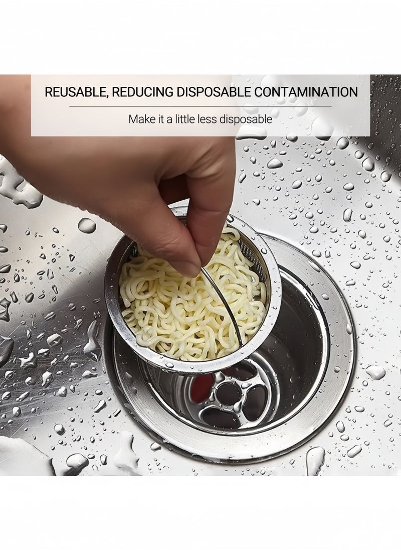 Harse 2 Pack Sink Drain Strainer,3 inch Diameter with Handle,304 Stainless Steel Kitchen Sink Strainer,Perfect for Kitchen Sinks,Rust Free,Anti Clogging  - Image 4