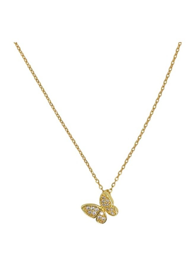 KAAF CREATIONS Kaaf Creations 18K Gold Plated Stainless Steel Butterfly Zircon Pendant Necklace for Women, Girl  - Image 1