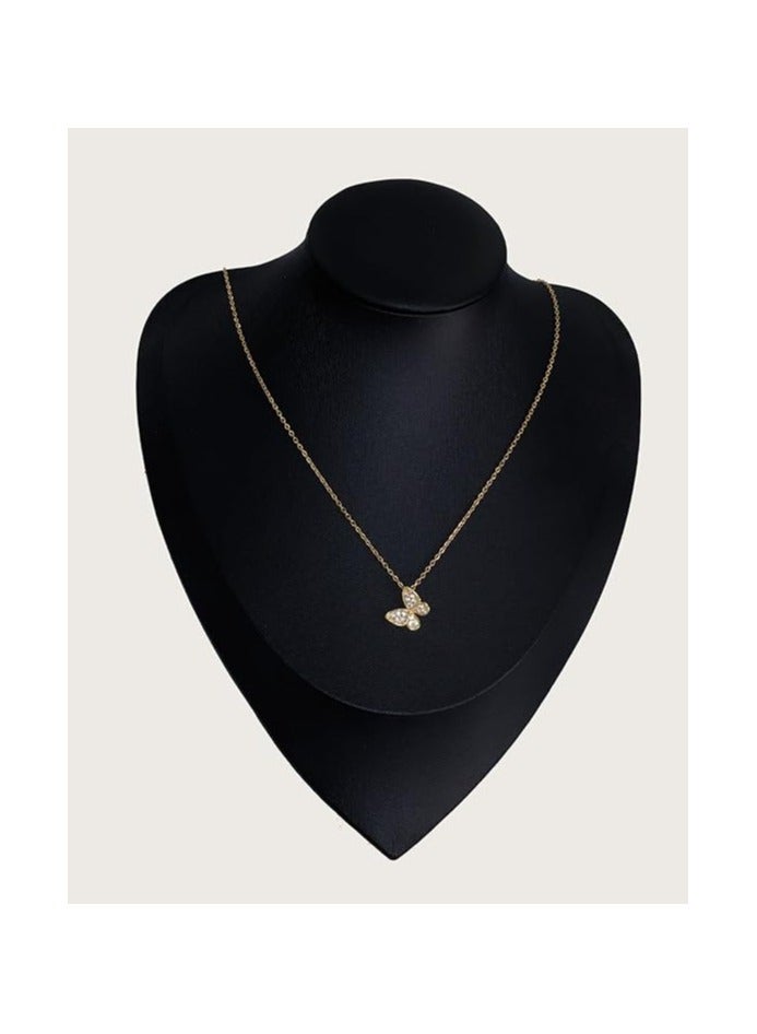 KAAF CREATIONS Kaaf Creations 18K Gold Plated Stainless Steel Butterfly Zircon Pendant Necklace for Women, Girl  - Image 2