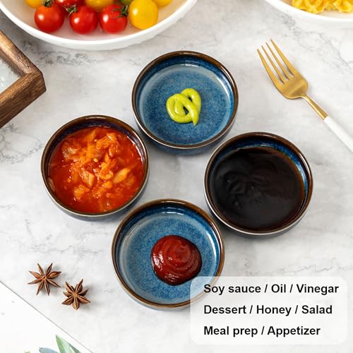 SHIDACHENG Dipping Bowls Set of 4, 2462°F High-Fired Reactive Glaze Ceramic Small Bowls for Dips,Olive Oil & Sauce,Elevates Table Setting,Idea for BBQ,Afternoon Tea,Entertaining,Housewarming & Holiday Gifts - Image 3
