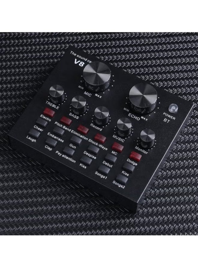 DUSALA Condenser Microphone Kit Set with V8 Sound Card, Boom Arm Stand, Pop Shield Recording Studio Equipment Full Set with 3.5mm Mic for Smartphones Live Streaming Youtubers - Black - Image 5