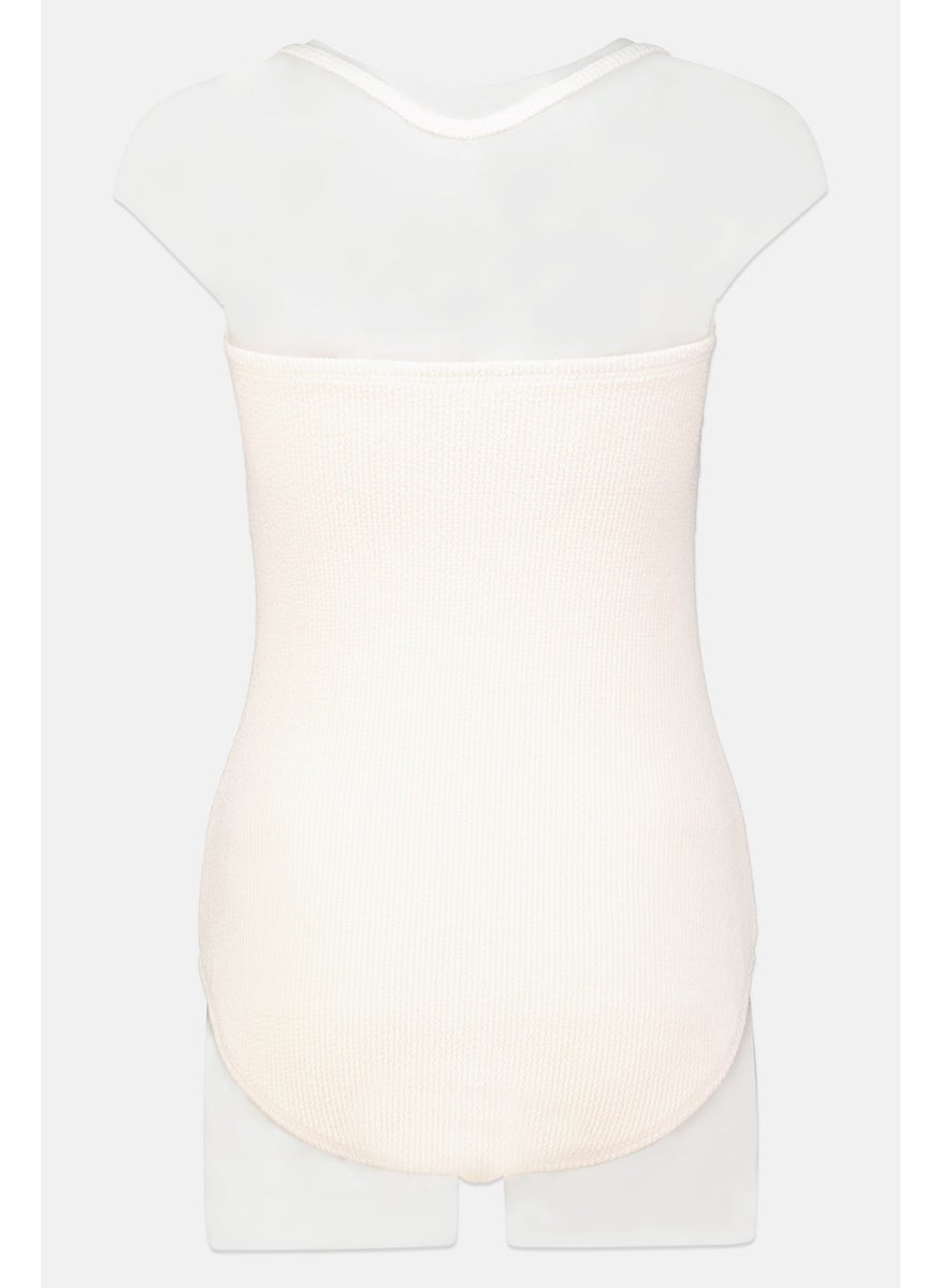Michael Kors - Women Padded Textured One Piece, Ivory - Image 1