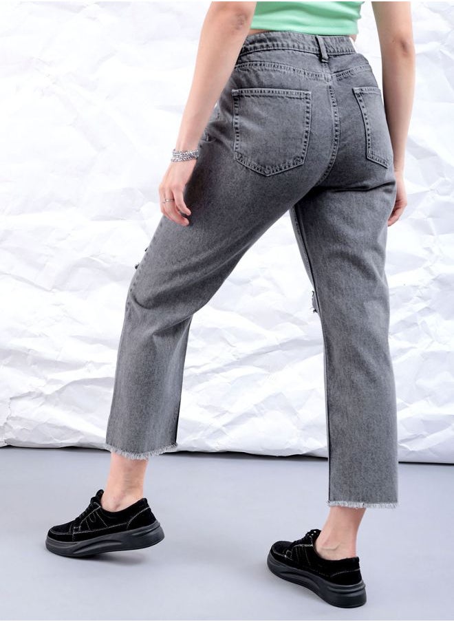 Freehand Women Straight Fit Solid High-Rise Jeans  - Image 2