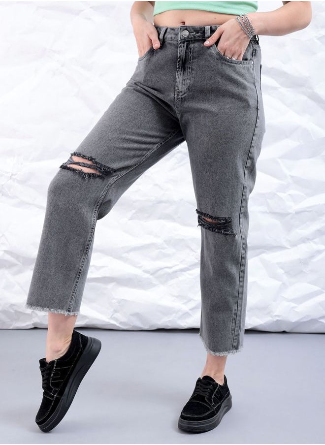 Freehand Women Straight Fit Solid High-Rise Jeans  - Image 3