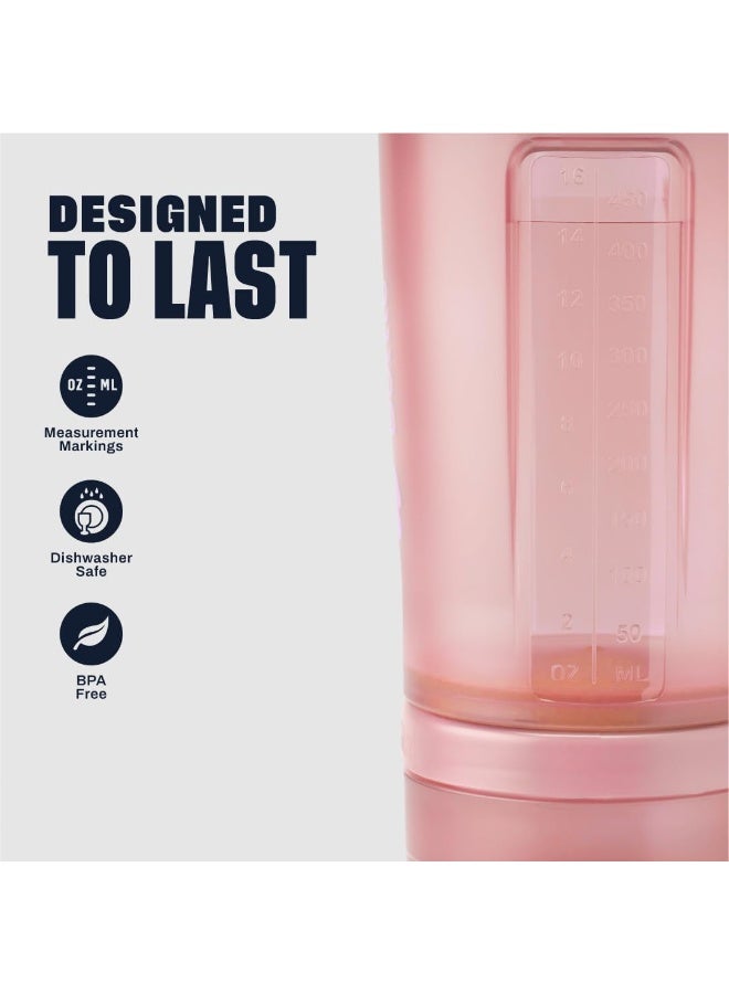 BlenderBottle Shaker Bottle with Pill Organizer and Storage for Protein Powder, ProStak System, 22-Ounce, Rose Pink - Image 5
