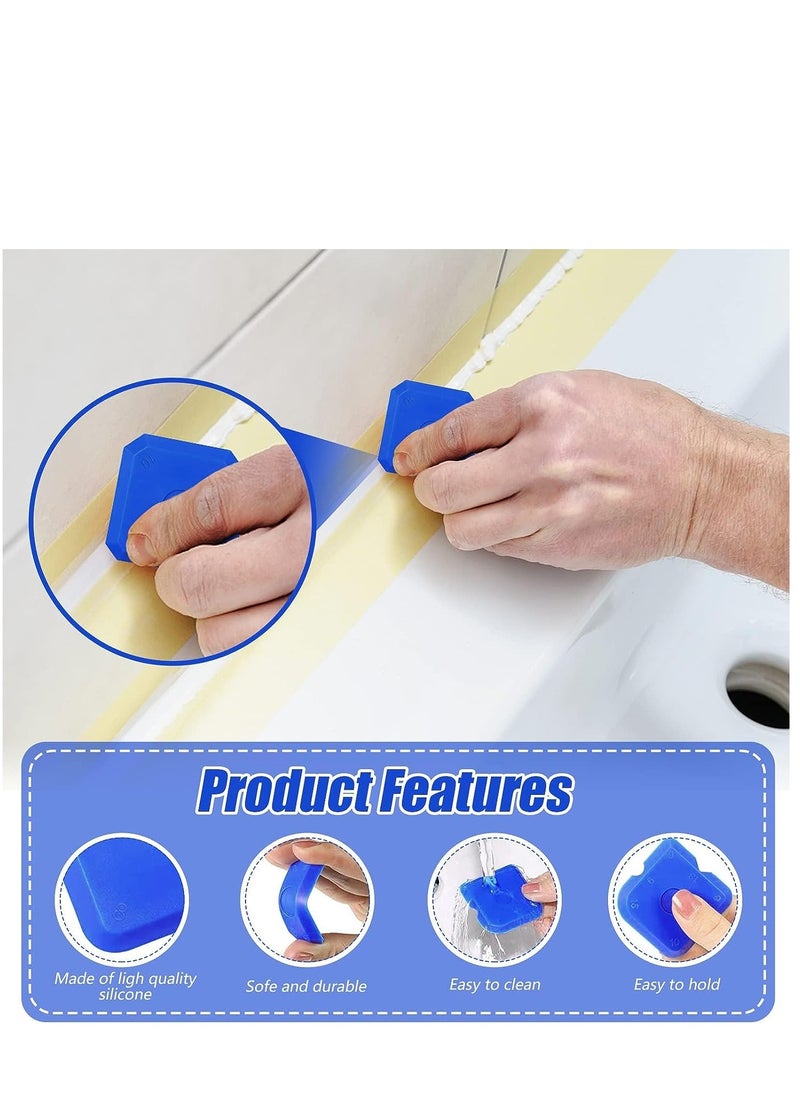 Excefore - Sealant Profiling Finishing Tool 6 Piece Black Grout Sealant Remover Tool Silicone Remover Tool Bathroom Sealant Remover Tool Silicone Joint Smoother Blue Former Sealant Caulking Tool - Image 1