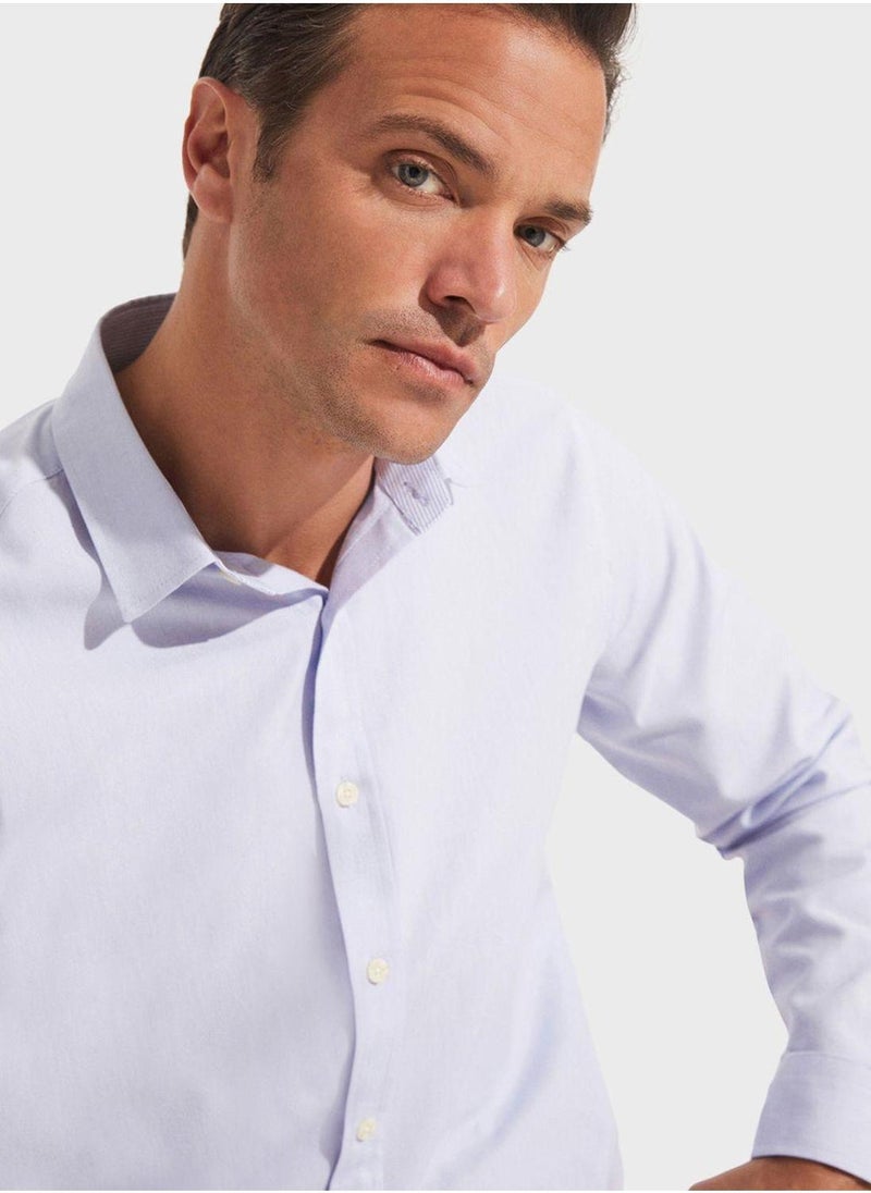 جون قميص أكسفورد أساسي بقصة عادية - Image 4